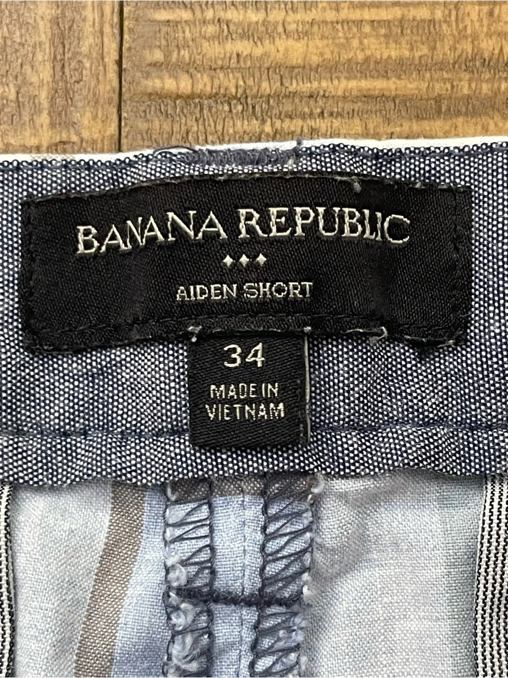Banana Republic Aiden Shorts Men's Size 34 Blue Plaid Flat Front Chino Casual